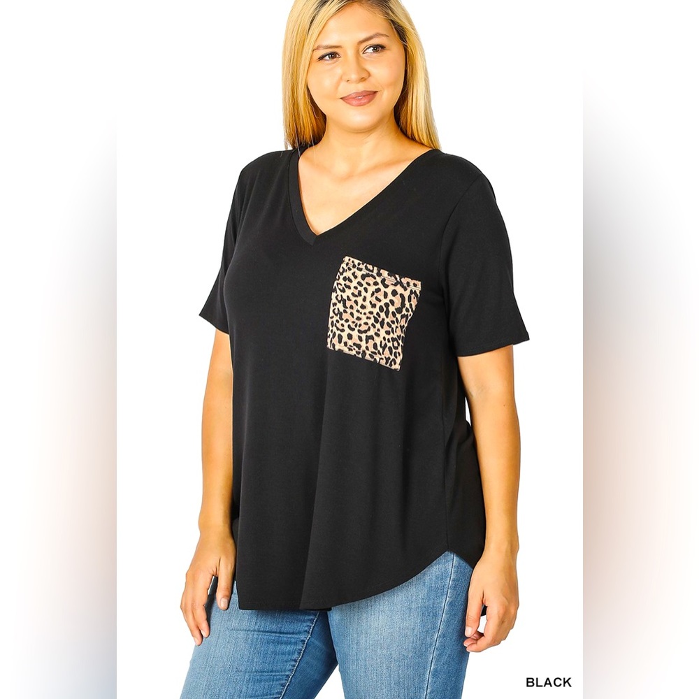 NWOT Plus Size Leopard Pocket Top 1X 2X 3X